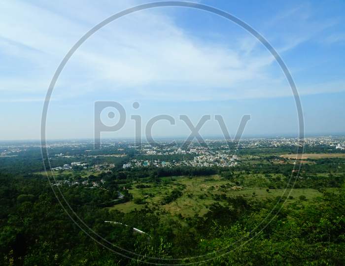 Cityscape view from a cliff of Mysore