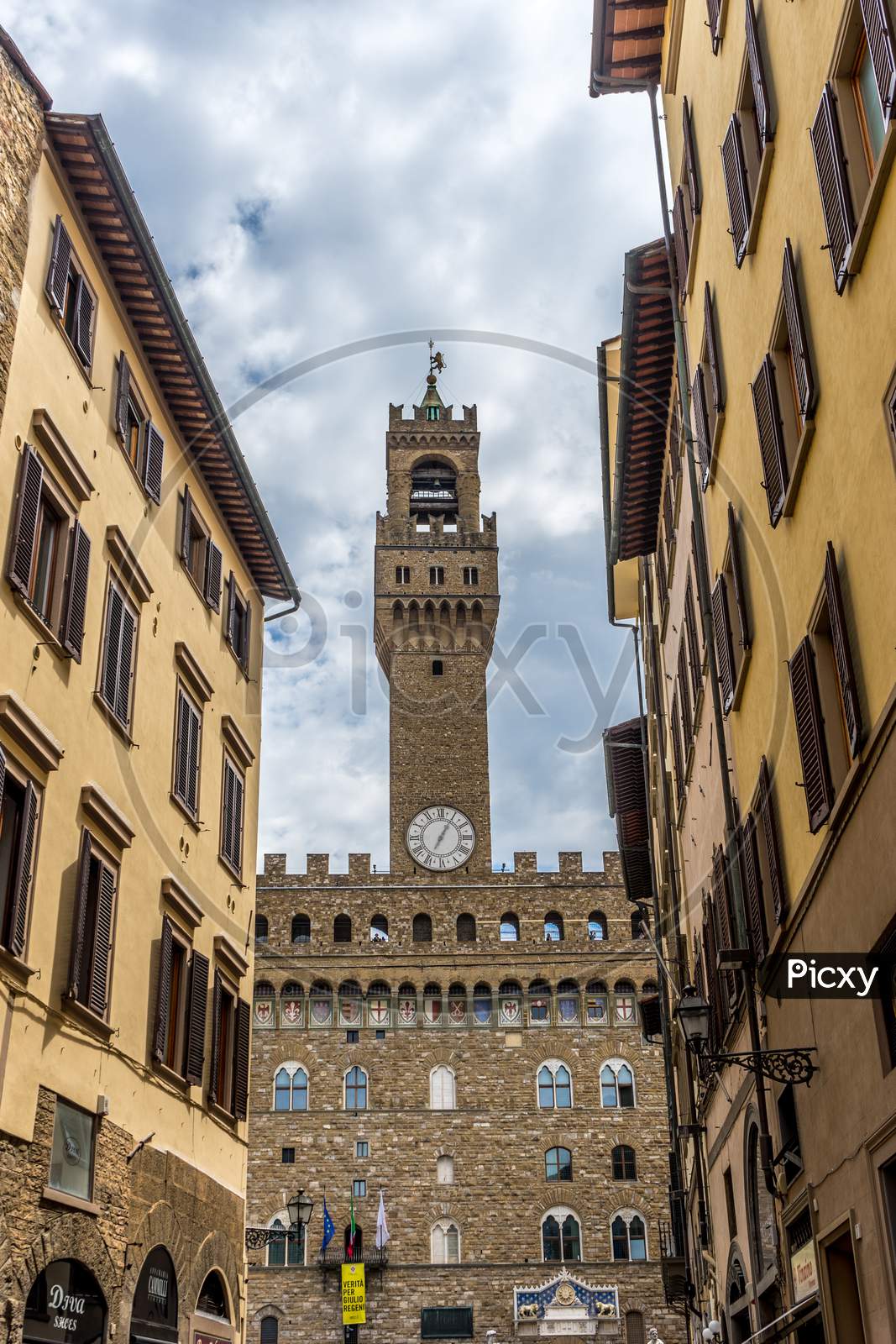 Florence, Italy - 25 June 2018: The Palazzo Vecchio In Florence, Italy
