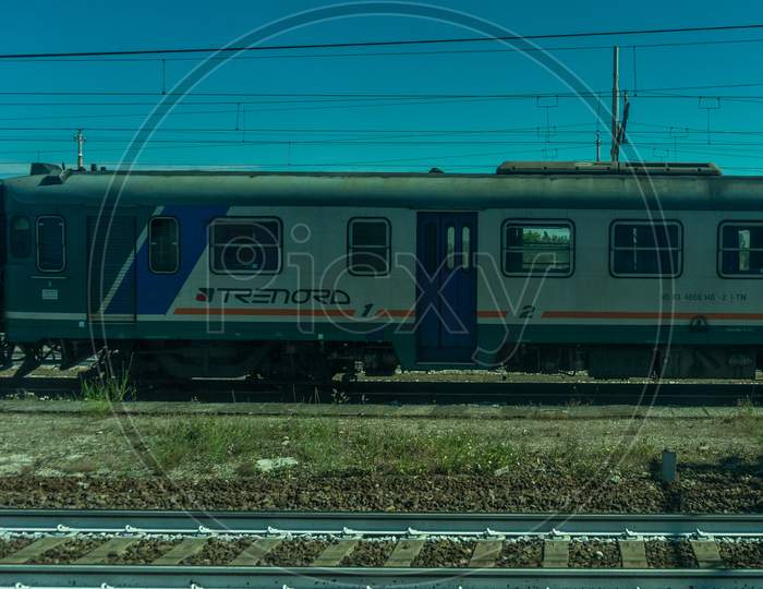 Italy - 28 June 2018: The Trenitalia Trenord In The Italian Outskirts Track