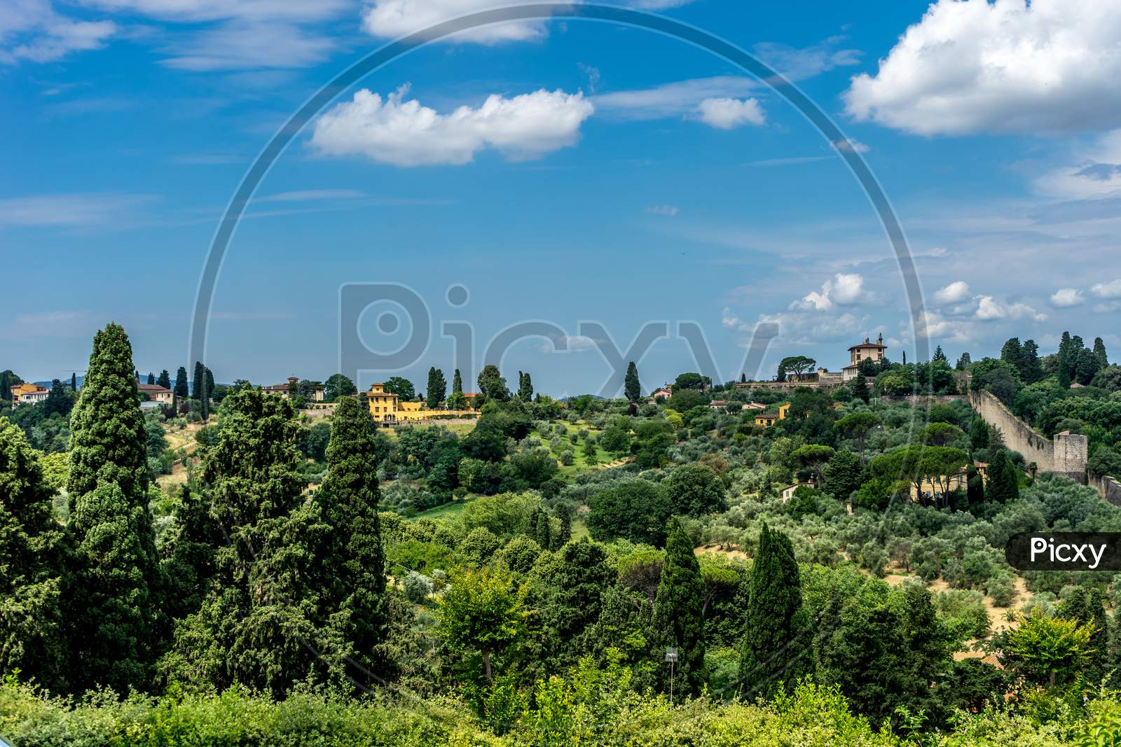 Panaromic View Of Florence Townscape Cityscape Viewed From Piazzale Michelangelo (Michelangelo Square)