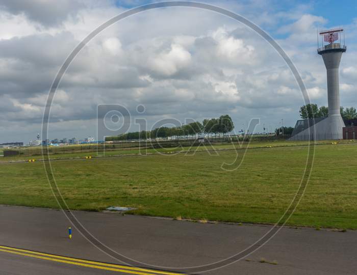 Airport Runway At Schiphol Airport, Netherlands, Amsterdam
