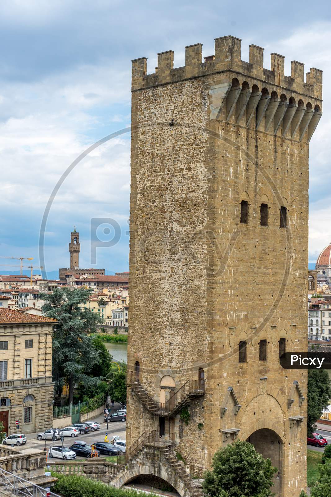 Florence, Italy - 25 June 2018: The City Gate Of San Niccolo In Florence, Italy