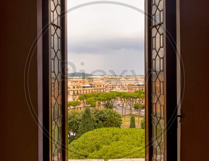 Rome, Italy - 23 June 2018: Cityscape Of Rome Viewed From  Window In Castel Sant Angelo, Mausoleum Of Hadrian