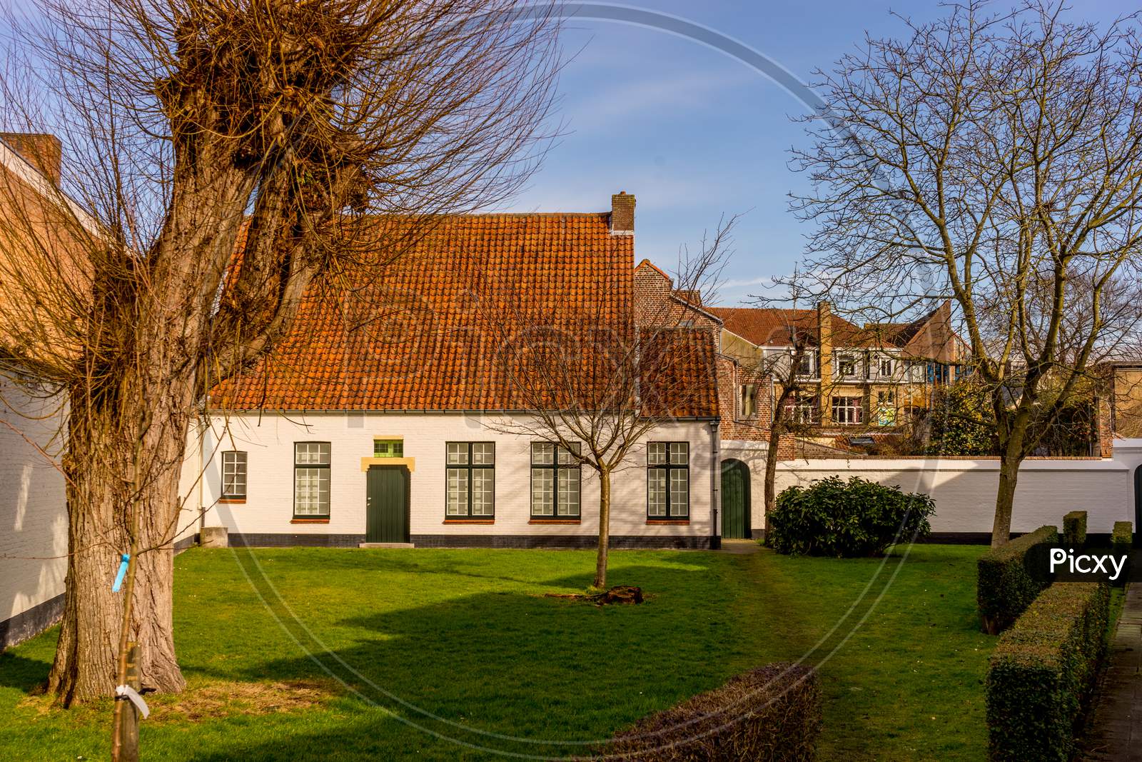 Bruges, Belgium - 17 February 2018: A Cozy Cottage In Bruges, Belgium