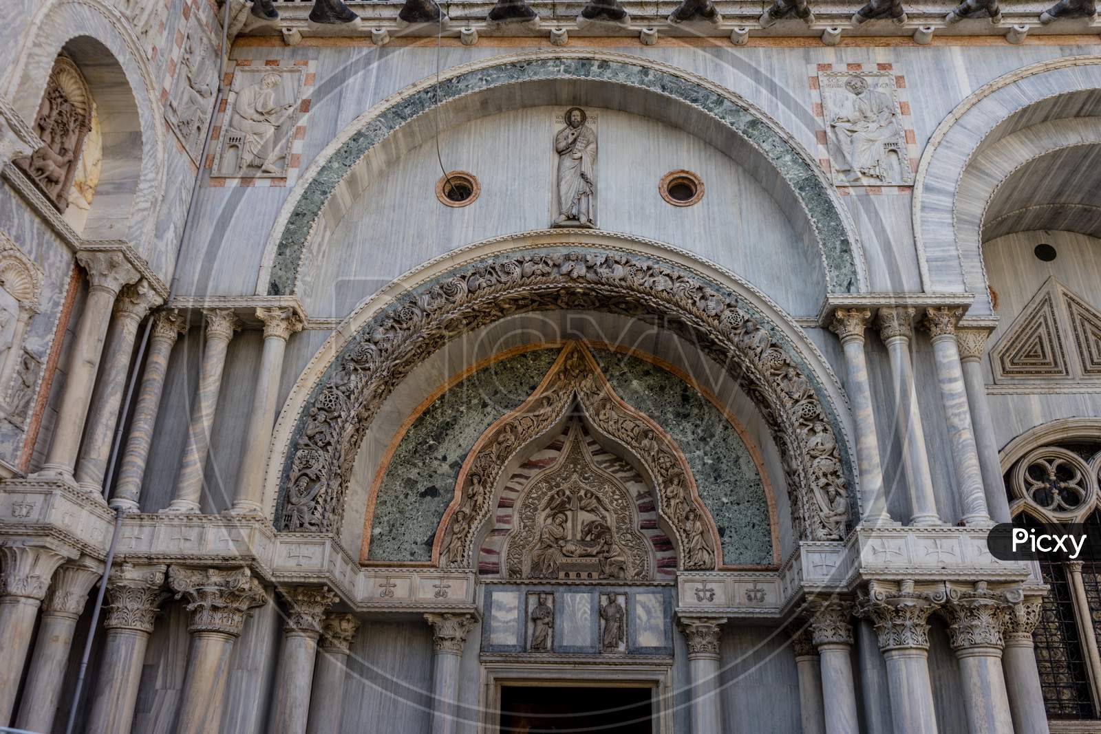 Italy, Venice, Saint Mark'S Basilica, Low Angle View Of Ornate Building