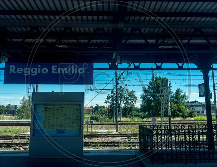 Reggio Emilia, Italy - 28 June 2018: The Reggio Emilia Railway Station, Italy
