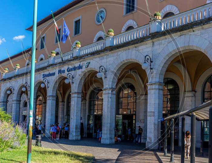 Pisa, Italy - 25 June 2018: The Pisa Centrale Railway Station In Pisa, Italy