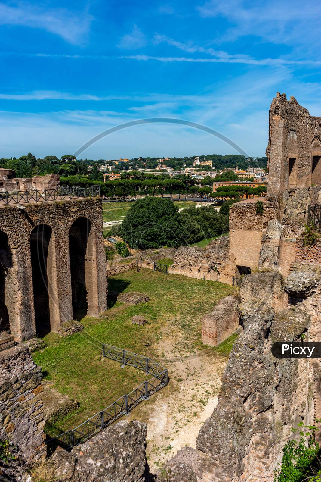 The Ancient Ruins At The Roman Forum, Palatine Hill In Rome