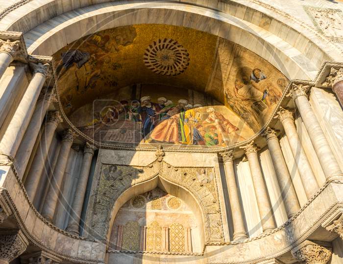 Italy, Venice, Saint Mark'S Basilica, Low Angle View Of Temple