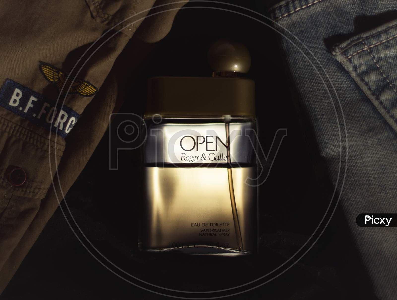 Product photography of imported perfume.