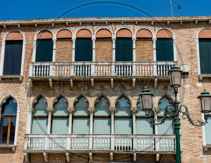 Italy, Venice, Santo Stefano, Venice, Low Angle View Of Old Building Against Clear Sky