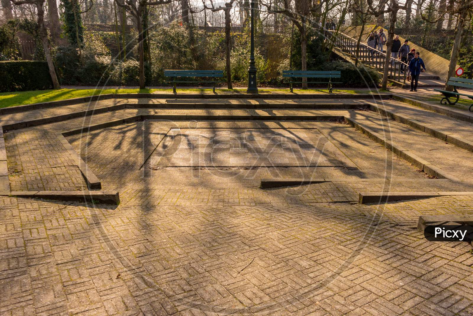 Belgium, Bruges, Life Size Chess Board In A Garden