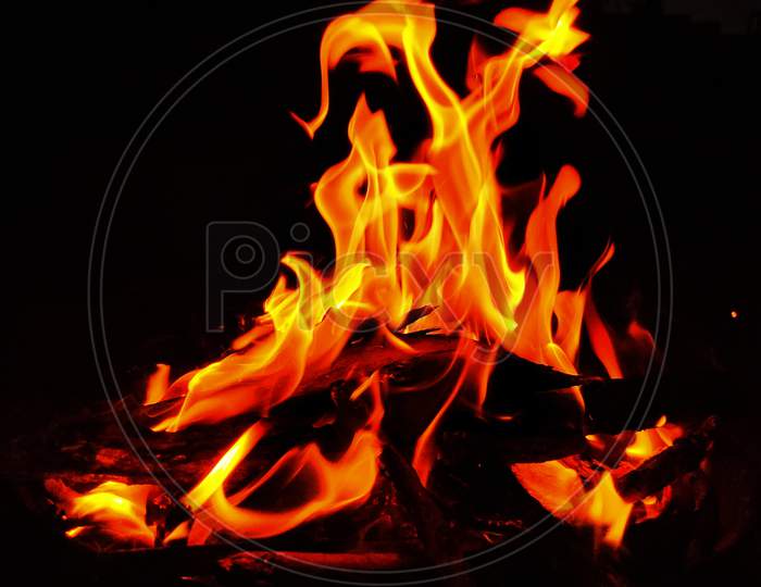 Flame with black background