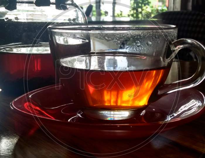 Tea in a transparent cup