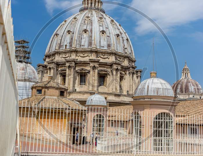 The Dome Of Saint Peters Basilica At Vatican City