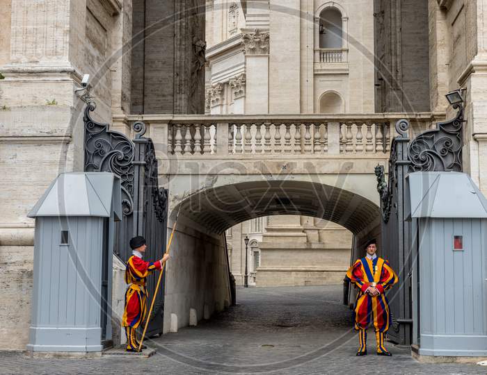 Vatican City, Italy - 23 June 2018: The Army Security Guard In Vatican City
