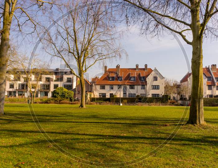 Belgium, Bruges, Lush Green Lawn
