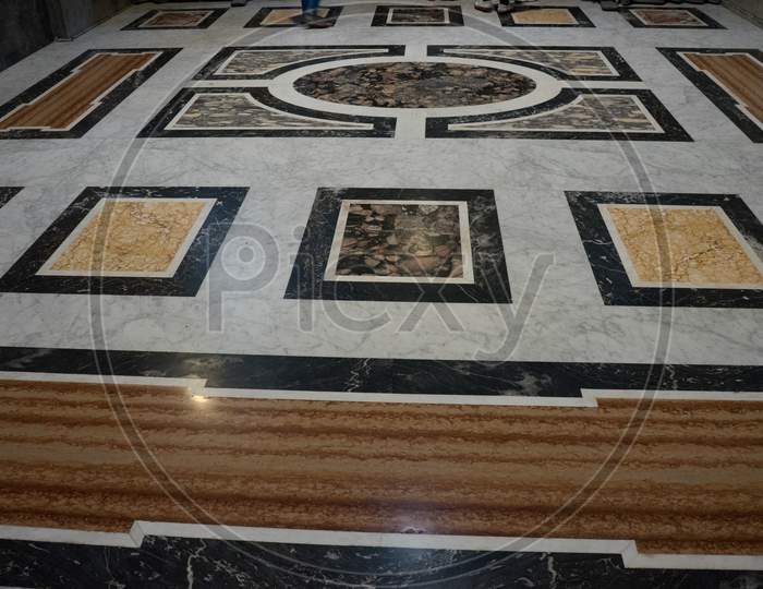 Vatican City, Italy - 23 June 2018: Marble Flooring Of Saint Peter'S Basilica At St. Peter'S Square In Vatican City