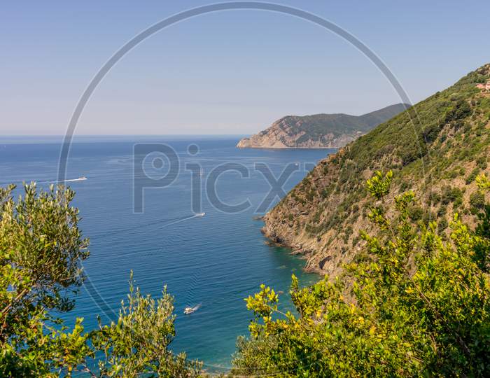 Italy, Cinque Terre, Corniglia, An Island In The Middle Of A Body Of Water