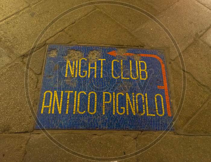 Venice, Italy - 30 June 2018: Night Club Antico Pignolo In Venice, Italy