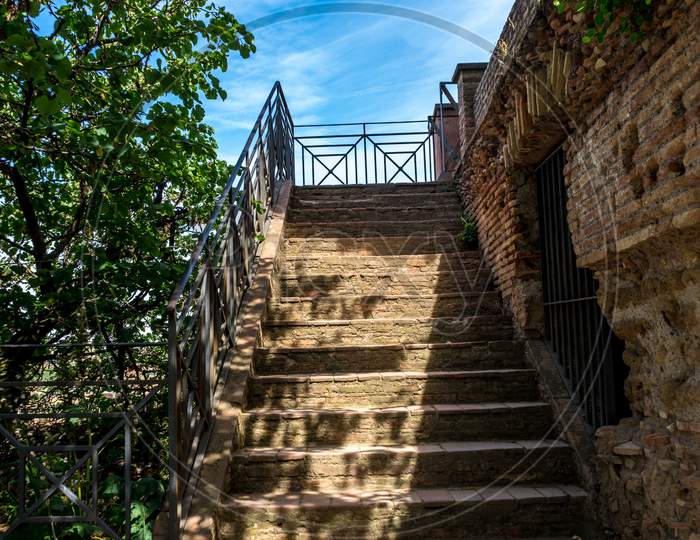 Italy, Rome, Roman Forum, Stone Steps Staircase