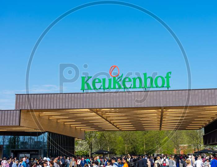 Lisse, Netherlands - 22 April 2018: Keukenhoff, The Entrance To The Tulip Gardens