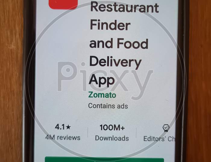 A smartphone screen with zomato application