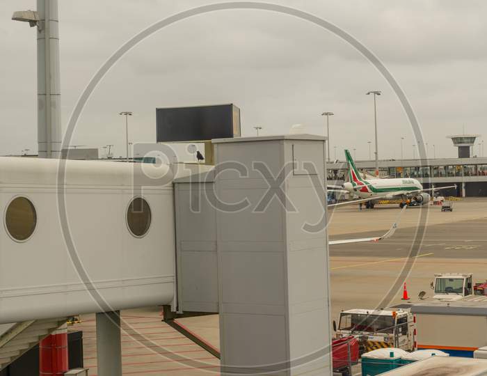 Amsterdam, Schiphol - 22 June 2018: Alitalia Airline Plane At The Schiphol Airport