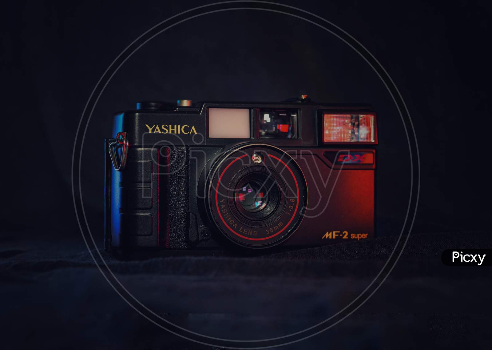 Product photography of vintage yashica camera.