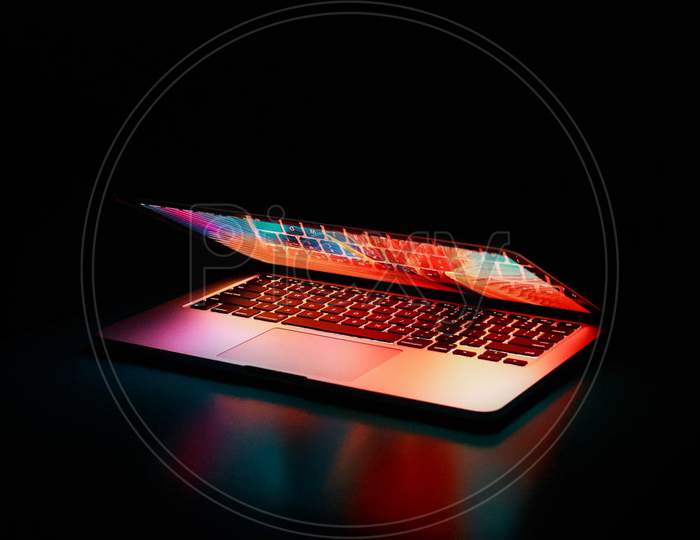 Colourful multiple lights laptop