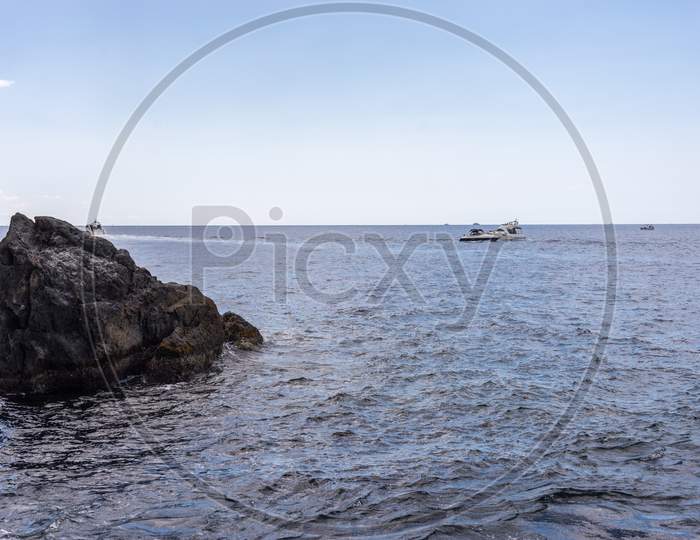Italy, Cinque Terre, Manarola, A Large Body Of Water