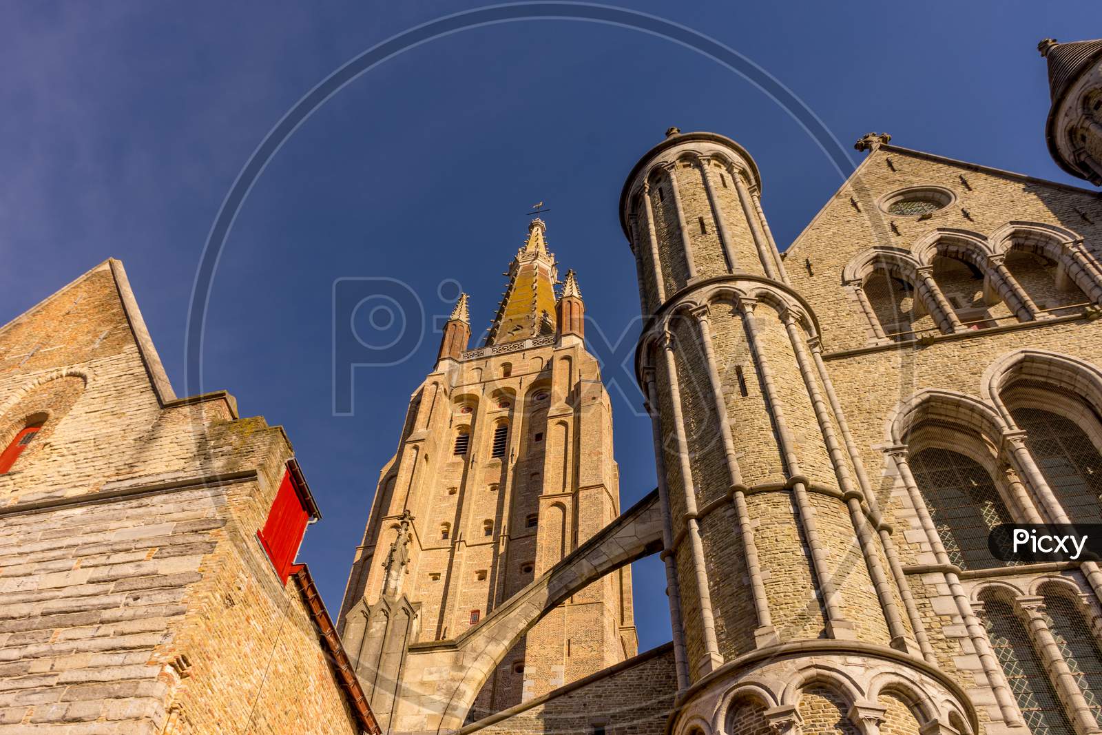 Bruges, Belgium - 17 February 2018: The Church Of Our Lady In Bruges, Belgium