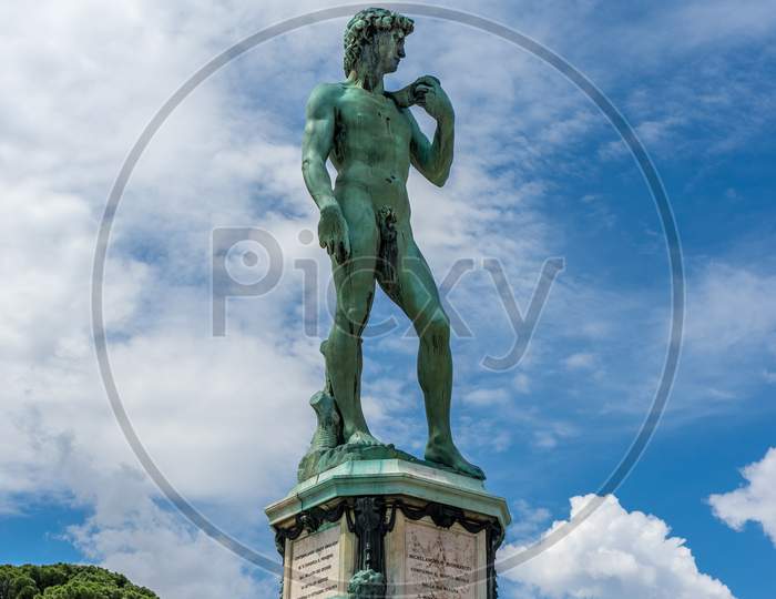 The Statue Of Michelangelo David At Piazzale Michelangelo (Michelangelo Square) In Florence, Italy