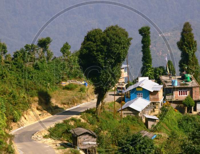 View of Beautiful hilly small town