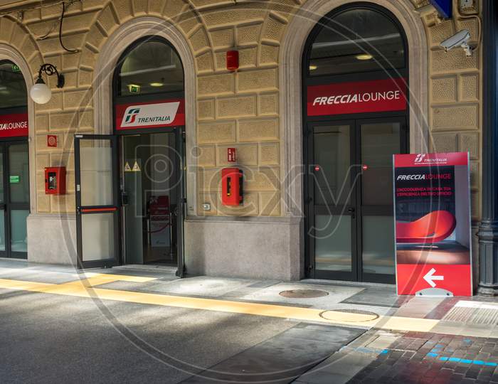 Bologna, Italy - 28 June 2018: The Freccia Lounge In Bologna Railway Station, Italy