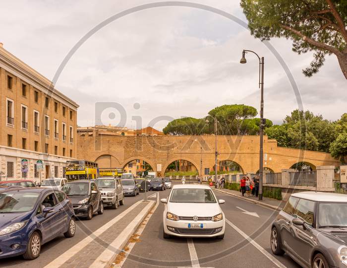 Rome, Italy - 23 June 2018: Traffic On The Streets Of Rome, Italy