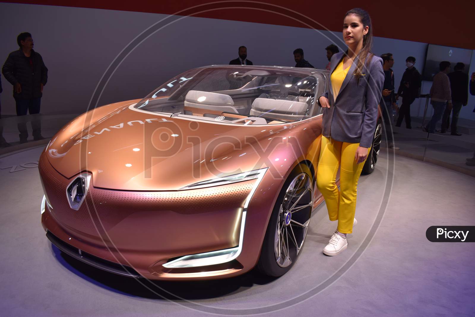 Renault sports car with cute girl on auto expo motor show greater Noida India