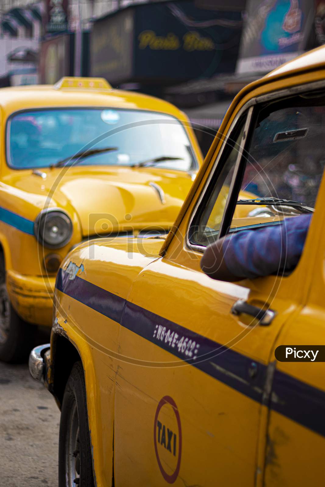 Street photography. yellow taxi