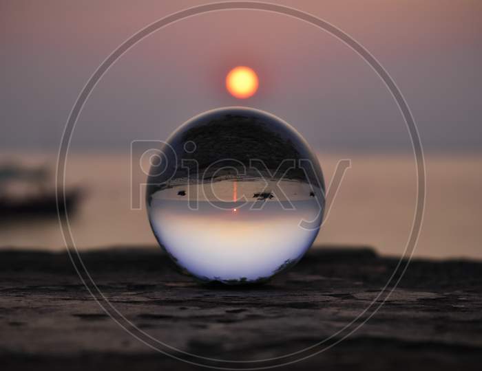 Lens ball Photography, sunset