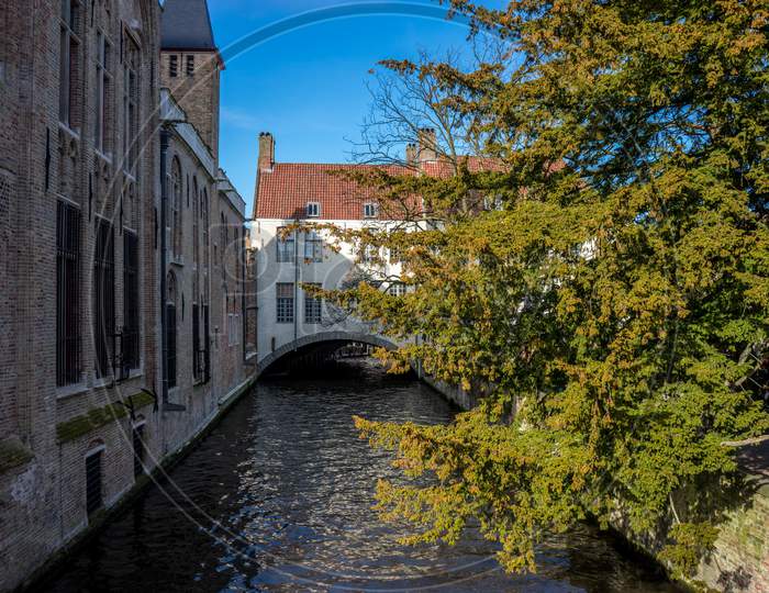 Belgium, Bruges, Canal In Brugge