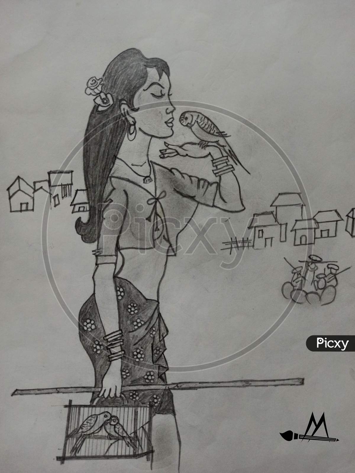 Woman Drawing by Vijay Sonar  Fine Art America