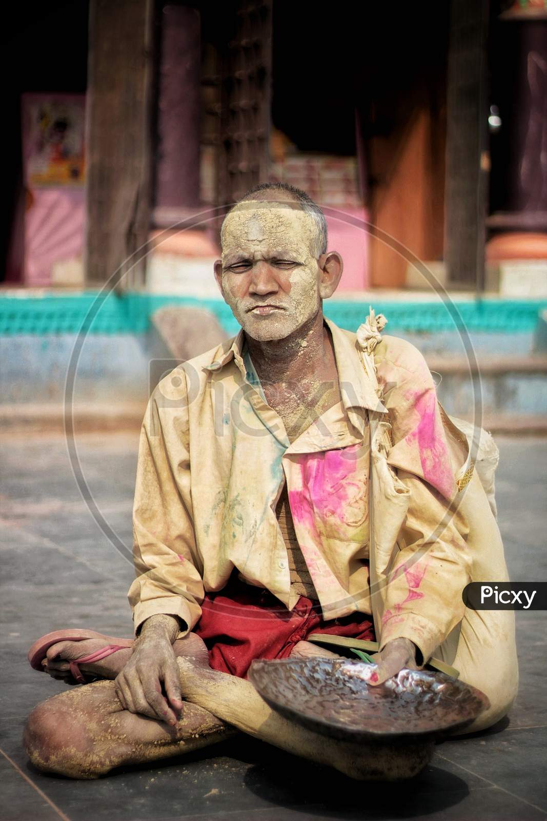 Beggar in Front of Temple