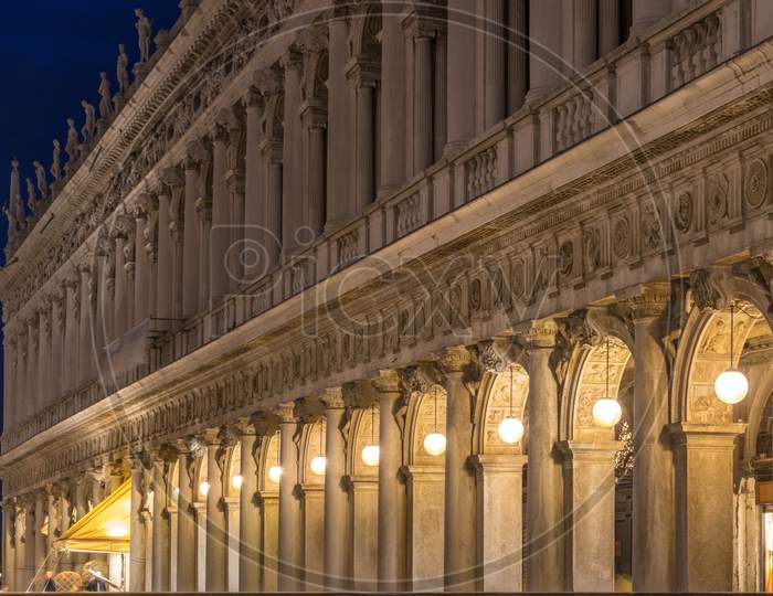 Venice, Italy - 30 June 2018: Night At Piazza San Marco In Venice, Italy