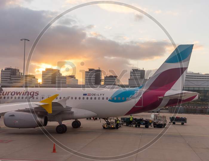Amsterdam, Schiphol - 22 June 2018: Eurowings Airline Plane At The Schiphol Airport