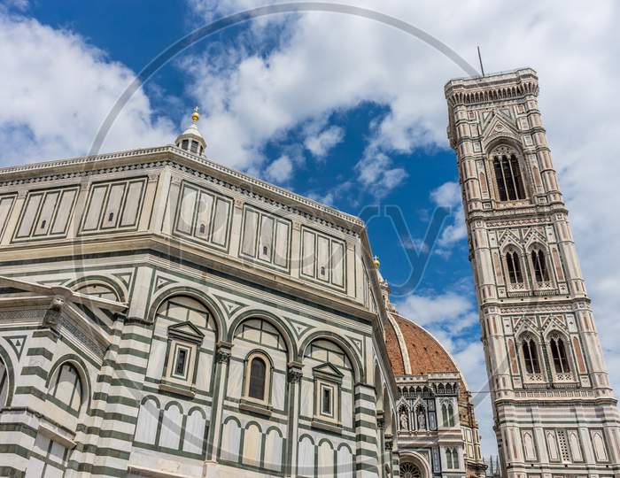 Cathedral Santa Maria Del Fiore With Magnificent Renaissance Dome Designed By Filippo Brunelleschi In Florence, Italy