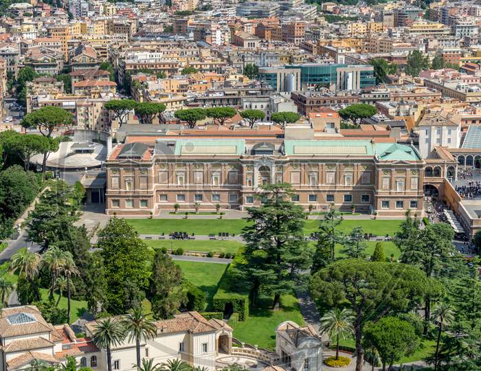 Roman Cityscape, Panaroma Viewed From The Top Of Saint Peter'S Square Basilica, Gardens Of Vatican City