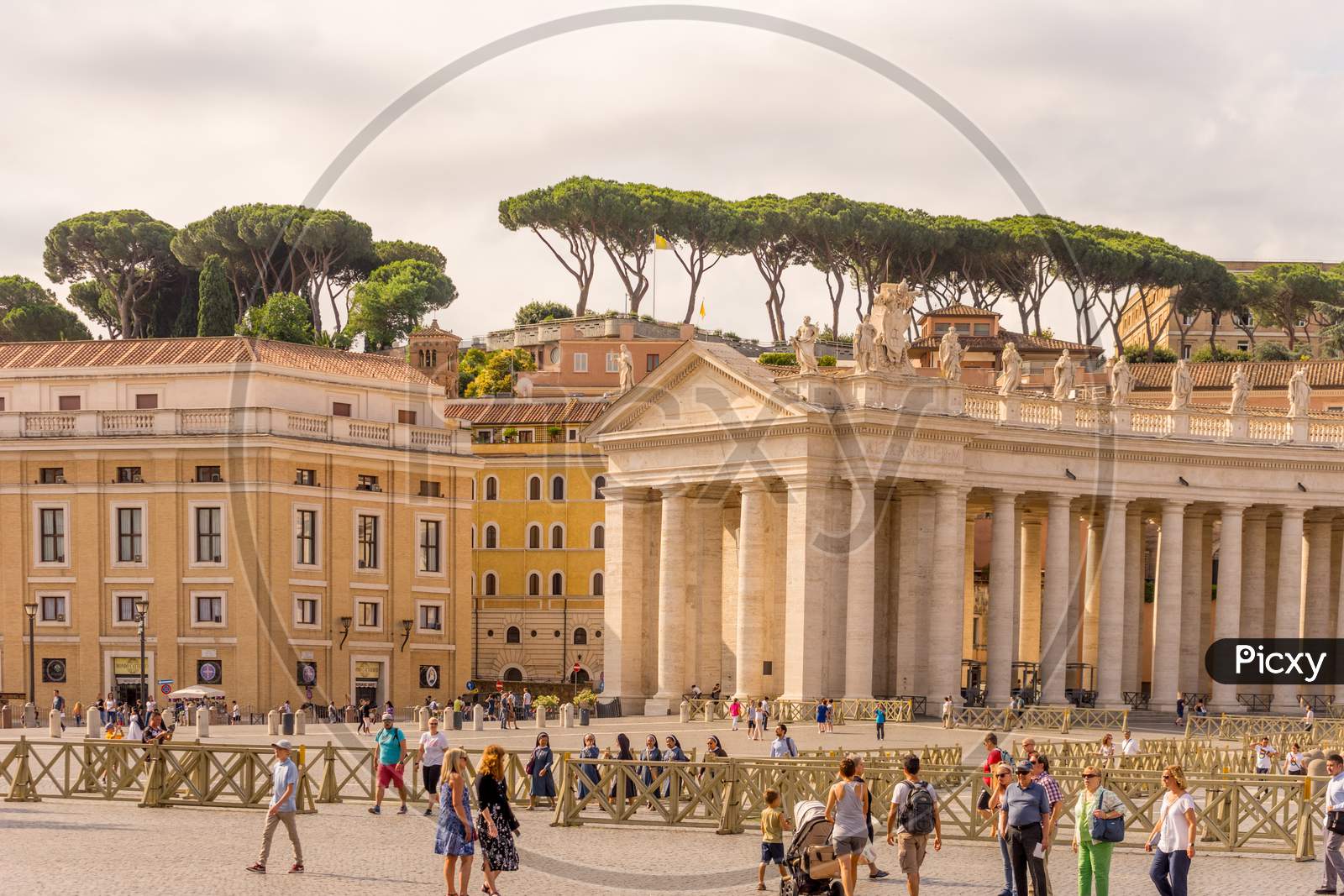 Vatican City, Italy - 23 June 2018: St. Peter'S Square In Vatican City With Tourists