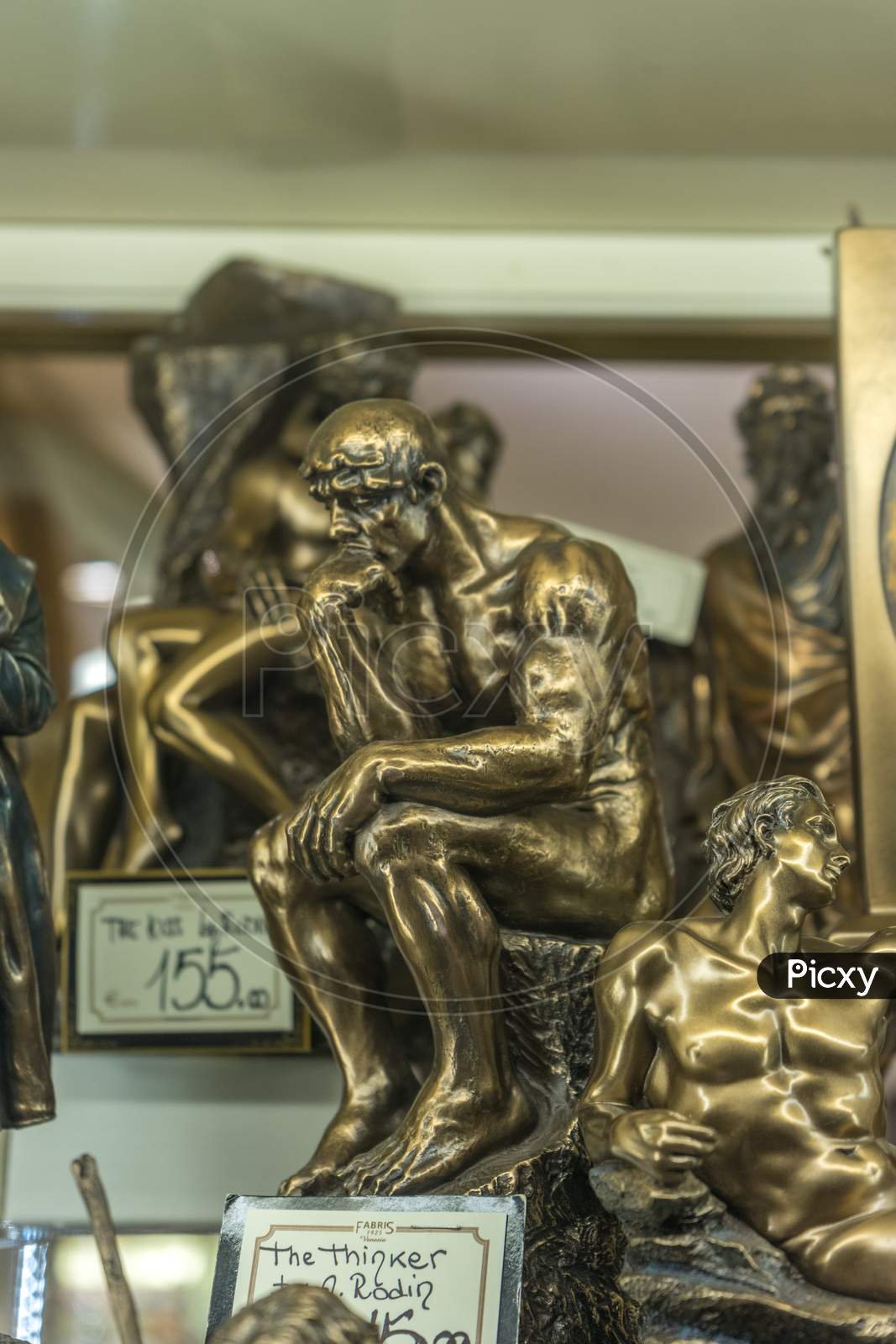 Venice, Italy - 30 June 2018: Thinker Artifacts On Display In A Shop In Venice, Italy