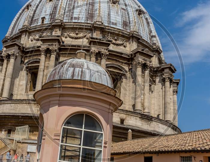 The Dome Of Saint Peters Basilica At Vatican City