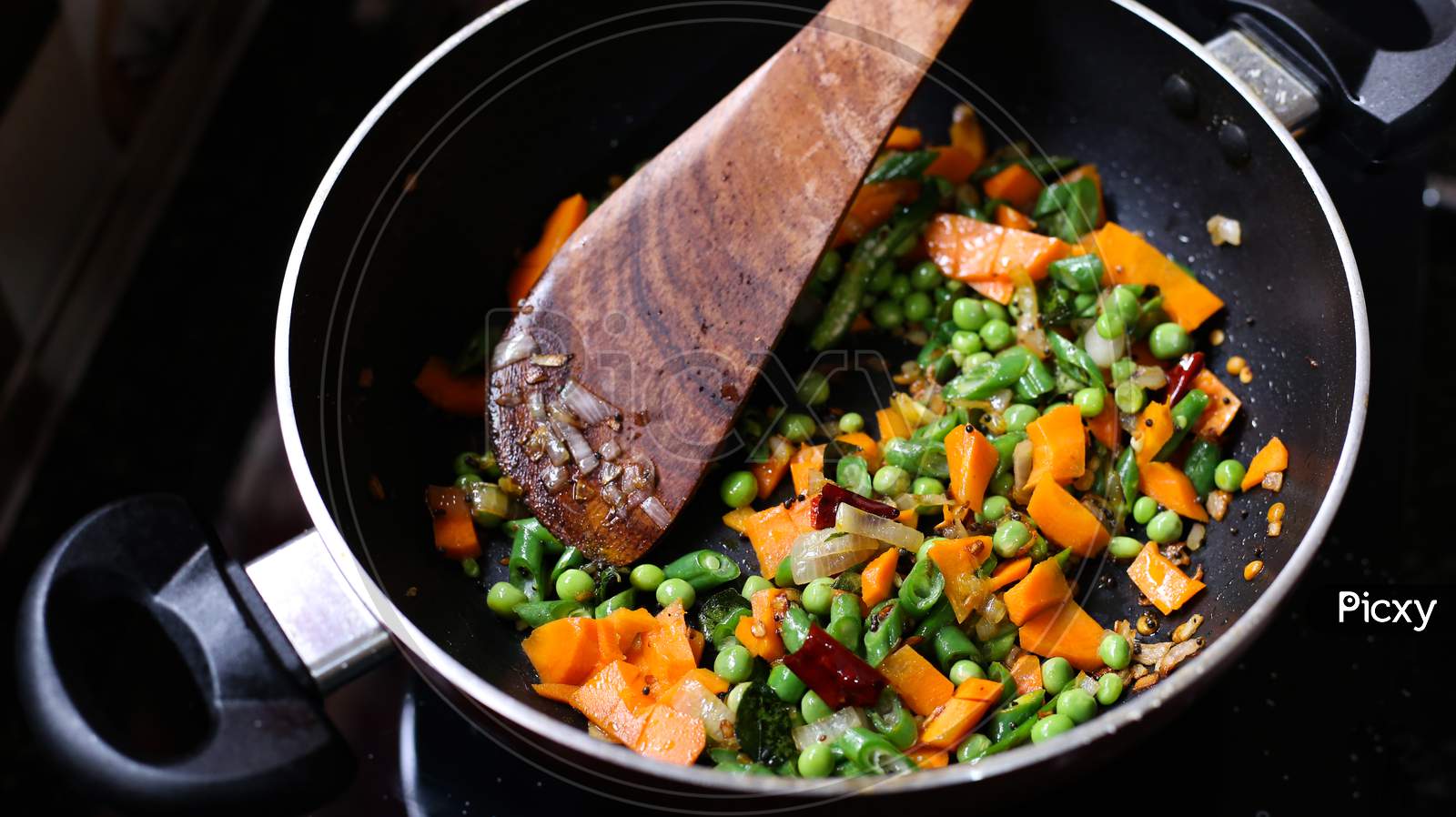 Steaming Mixed Vegetables In A Pan
